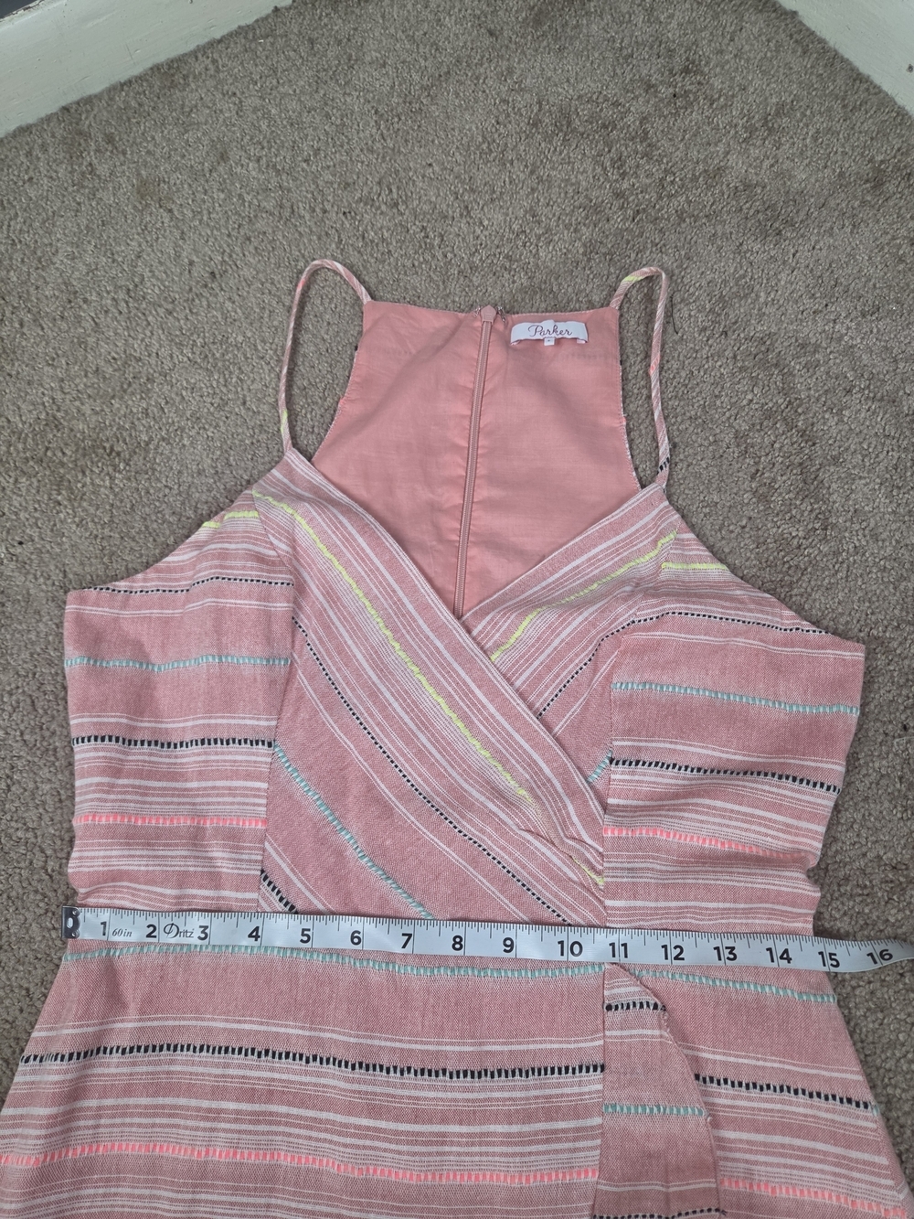 Pink Striped Ruffle Wrap Sundress - Picture 6 of 8